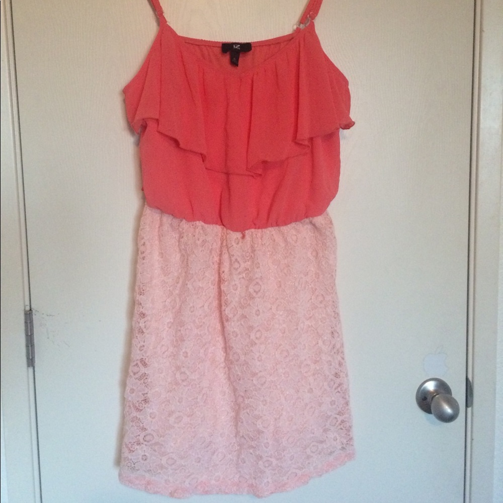 Coral and light pink dress